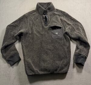 Kimes Ranch Mens Large Charcoal Gray Sherpa Fleece Snap T Pullover Sweater